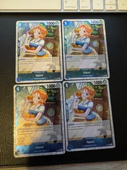 Nami P-053 Jolly Roger Foil PRB-01 One Piece Card Game x4 Playset Premium - Image 1