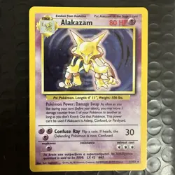 Alakazam 1/102 Holo Rare Unlimited Edition Base Set Pokemon Card 1999 Rare - Image 1