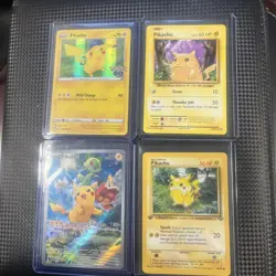 Pokemon Cards 4 card Pikachu lot with first edition all really good condition - Image 1