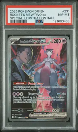 Pokemon Team Rocket’s MEWTWO EX SIR Destined Rivals 2025 TCG Card #231/182 PSA 8 - Image 3