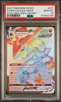 2021 Pokemon Evolving Skies Rayquaza VMAX Full Art Secret Rare #217/203 PSA 10 - Image 3