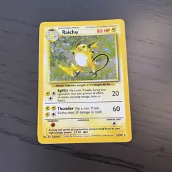 Pokemon Card Raichu 14/102 Base Set Unlimited Holo Rare - Image 1