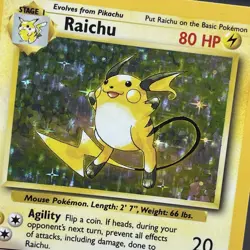Pokemon Card Raichu 14/102 Base Set Unlimited Holo Rare - Image 3
