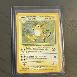 Pokemon Card Raichu 14/102 Base Set Unlimited Holo Rare - Image 5