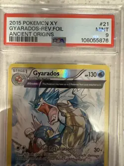 2015 Pokemon XY Gyarados -Rev. Foil Ancient Origins #21 PSA Mint 9 - Image 2