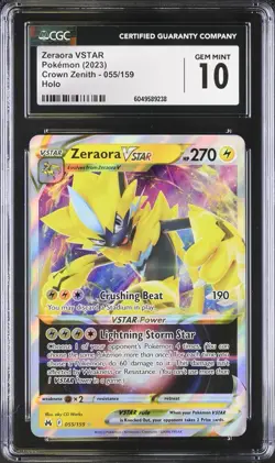 CGC GEM MINT 10 Zeraora VSTAR 055/159 Crown Zenith Ultra Rare Full Art Pokemon - Image 1