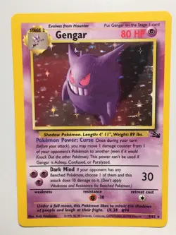 Holo Gengar Card - Unlimited - Ungraded NM - Fossil 5/62 - TCG WOTC 1999 - Image 1