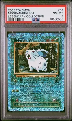 Nidoran Reverse Foil #82 2002 Pokemon Legendary Collection PSA 8 250001 - Image 1