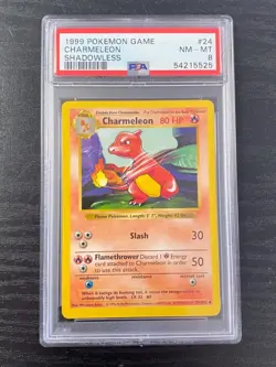 1999 POKEMON SHADOWLESS CHARMELEON #24 PSA 8 NM-MT. - Image 1