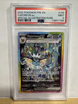 2025 POKEMON PRE EN-PRISMATIC EVOLUTIONS #149 VAPOREON - SIR - PSA 9 - Image 1