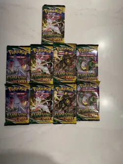 Pokemon TCG Evolving Skies Booster Pack Sword & Shield Sleeve Lot Of 9 - Image 2