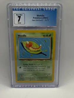 CGC 7 NM/MINT ERROR Pokemon Neo Discovery Weedle 70/75 Graded Card - Image 1