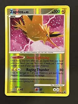 Pokemon Zapdos Card 14/100 Reverse Holo Majestic Dawn - Image 1