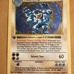 Pokemon Rare Holo Card Machamp 1999 8/102 First Edition Shadowless - Image 2