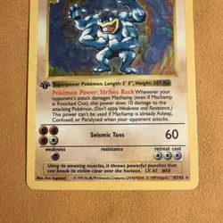 Pokemon Rare Holo Card Machamp 1999 8/102 First Edition Shadowless - Image 3