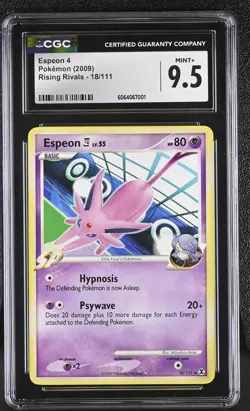 CGC 9.5 Espeon 18/111 Rare Rising Rivals Pokemon Card - Image 1