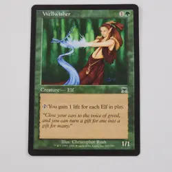 MTG Wellwisher Onslaught LP Elf Creature Card Green Vintage Kindred Magic - Image 1