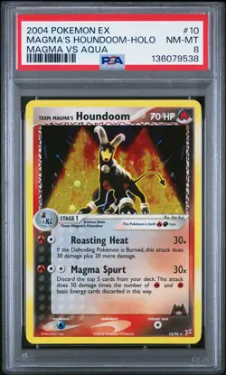 2004 POKEMON EX TEAM MAGMA VS TEAM AQUA #10 TEAM MAGMA'S HOUNDOOM-HOLO PSA 8 - Image 1
