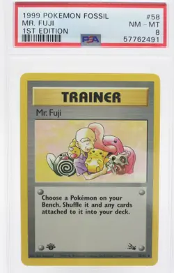 PSA 8 NEAR MINT MINT 1999 Pokemon Fossil #58 Mr. Fuji 1st Edition !!! - Image 1