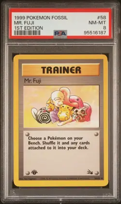 1999 POKEMON FOSSIL #58 MR. FUJI 1ST EDITION PSA 8 - Image 1