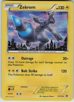 Pokemon TCG Zekrom Holo Rare Legendary Treasures 51/113 - Image 1