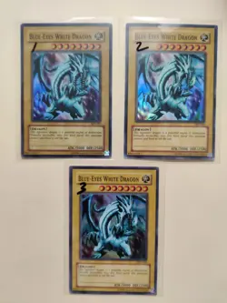 3x Yu-Gi-Oh! Blue-Eyes White Dragon SKE-001 Super Rare MP - Image 1