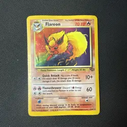 Pokemon TCG Flareon Jungle 3/64 Holo Unlimited Holo Rare Damaged - Image 1