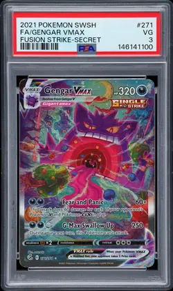 Gengar Vmax 271 Fusion Stike Alt Art Secret Pokemon PSA 3 RARE LOW POP - Image 1