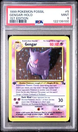 1999 POKEMON FOSSIL 1ST ED #5 GENGAR-HOLO PSA 9 - Image 1