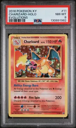 Pokemon Charizard Holo Rare Evolutions 11/108 PSA 8 2016 English TCG - Image 1