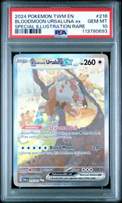 2024 POKEMON TWM EN-TWILIGHT MASQUERADE #216 BLOODMOON URSALUNA EX PSA 10 - Image 1