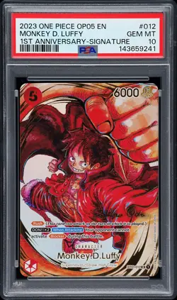 2023 ONE PIECE OP05-AWAKENING OF THE NEW ERA 1ST ANV-SIG MONKEY D. LUFFY PSA 10 - Image 1