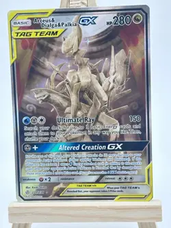 Arceus & Dialga & Palkia GX 221/236 Cosmic Eclipse Alternate Art Pokemon Card - Image 1