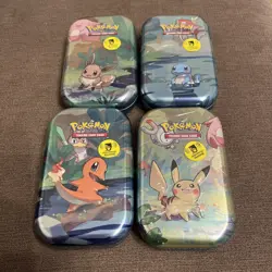 Pokemon TCG Kanto Friends 4 x Art Mini Tins - Eevee Pikachu Squirtle Charmander - Image 1