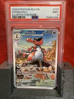 2025 Pokemon Black Bolt BLK En Krookodile Illustration Rare #137 PSA 9 Mint - Image 1