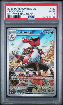 2025 Pokemon Black Bolt BLK En Krookodile Illustration Rare #137 PSA 9 Mint - Image 2