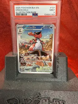 2025 Pokemon Black Bolt BLK En Krookodile Illustration Rare #137 PSA 9 Mint - Image 3