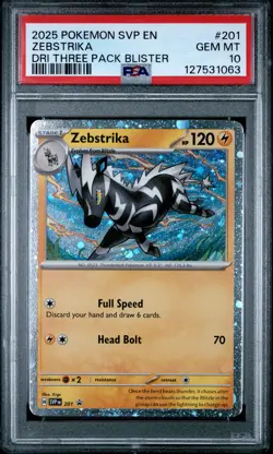 2025 POKEMON SVP EN-SV BLACK STAR PROMO #201 ZEBSTRIKA PSA 10 - Image 1