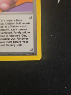 Pokemon TCG Clefairy Doll Base Set Trainer 70/102 Unlimited Rare, LP Condition - Image 4