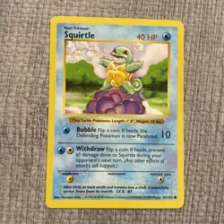 Squirtle 63/102 Base Set Common Regular Shadowless 1999 WOTC Pokemon TCG MP - Image 1