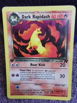 Pokemon Dark Rapidash 1st Edition Card 44/82 Team Rocket Series WOTC Vintage - Image 1