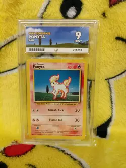 Pokemon Base Set 4th UK Print 1999-2000 Ponyta 60/102 Ace Graded 9 Mint - Image 1