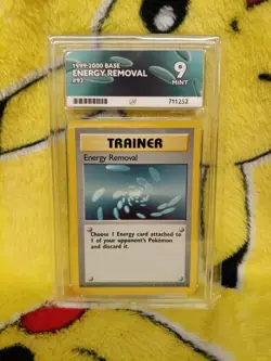 Pokemon Base Set 4th UK Print 1999-2000 Energy Removal 92/102 Ace Graded 9 Mint - Image 1