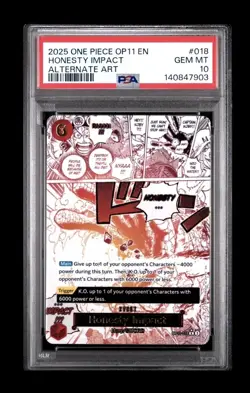 2025 ONE PIECE OP11-A FIST OF DIVINE SPEED ALTERNATE ART HONESTY IMPACT PSA 10 - Image 1
