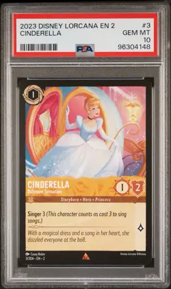 Disney Lorcana Chapter 2 Cinderella Ballroom Sensation 3/204 Gem Mint PSA 10 - Image 1