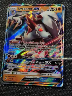 Lycanroc GX 74/145 Guardians Rising LP FULL ART HOLO Ultra Rare Pokemon Card - Image 1