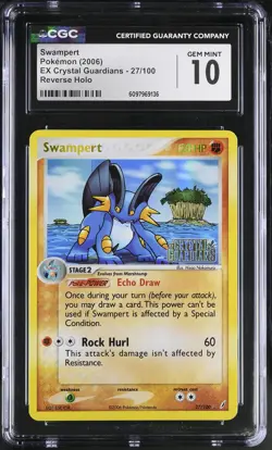 CGC 10 Swampert EX Crystal Guardians 27/100 Reverse Holo STAMPED Pokemon Card - Image 1