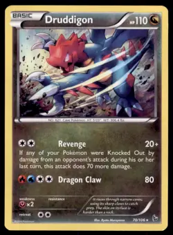Pokemon TCG Druddigon XY - Flashfire #70 Basic/Rare Holo - Image 1