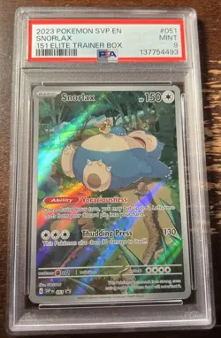 2023 Pokemon SVP EN 151 Elite Trainer Box #051 Snorlax PSA 9 MINT - Image 1