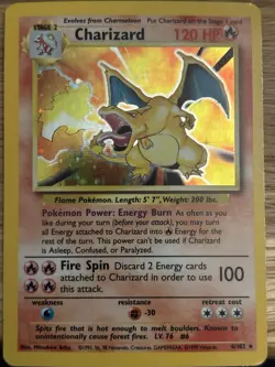 Pokemon TCG Charizard Base Set 4/102 Holo Rare Stage 2 120 HP English - Image 3